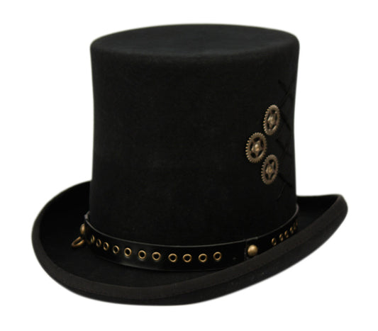 High Crown Top Hat | Perforated Leather Band and Metal Trims | Epoch Men's