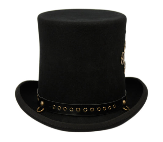 High Crown Top Hat | Perforated Leather Band and Metal Trims | Epoch Men's