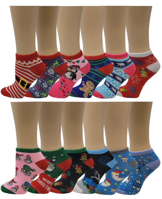 Low Cut Socks | Christmas Design | Women 12 Pairs