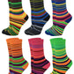 Sumona 6 Pairs Women Colorful Stripes Design Novelty Crew Socks