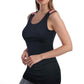 SUMONA Women Round Neck Accent Two Tones Casual Basic Ribbed Tank Top