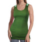SUMONA Women Round Neck Accent Two Tones Casual Basic Ribbed Tank Top