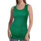 SUMONA Women Round Neck Accent Two Tones Casual Basic Ribbed Tank Top