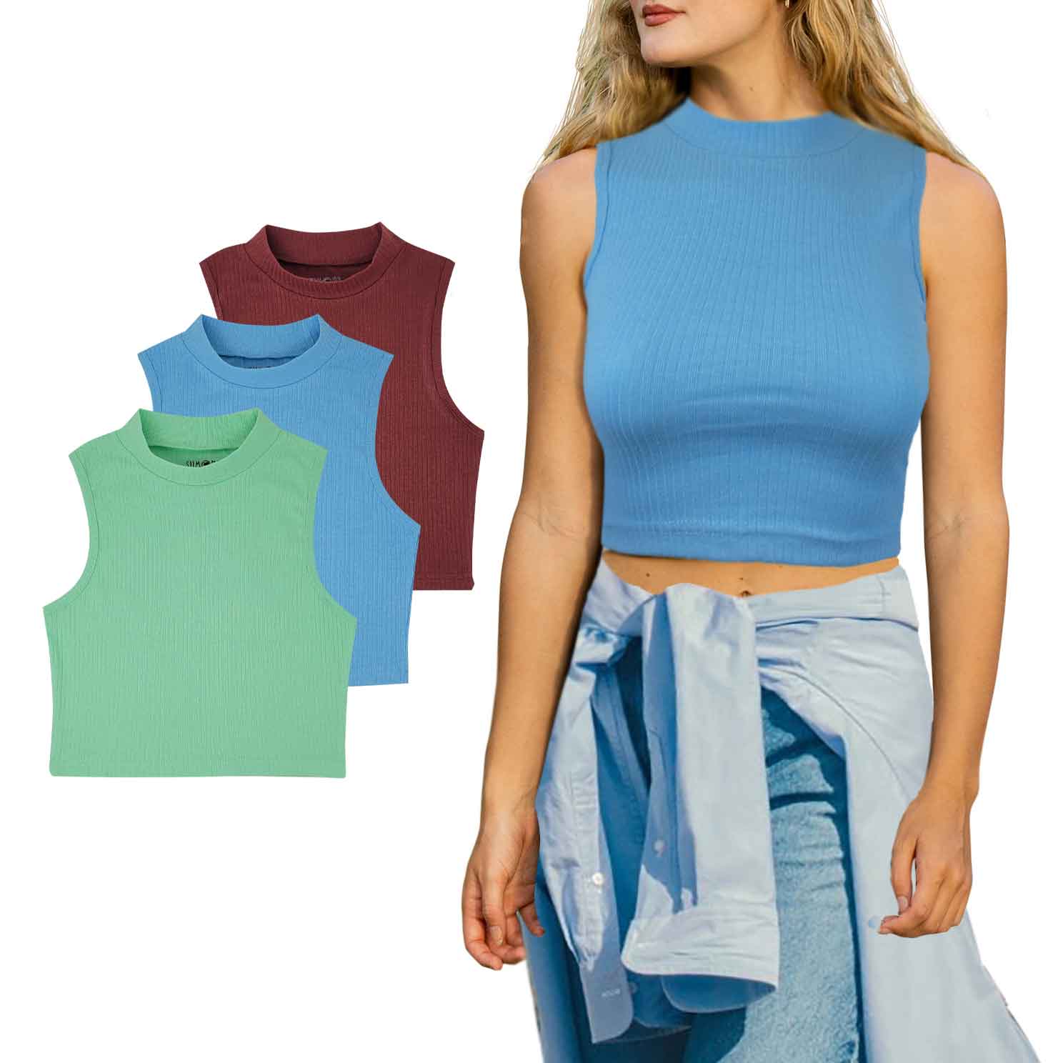 Mock Neck Crop Top