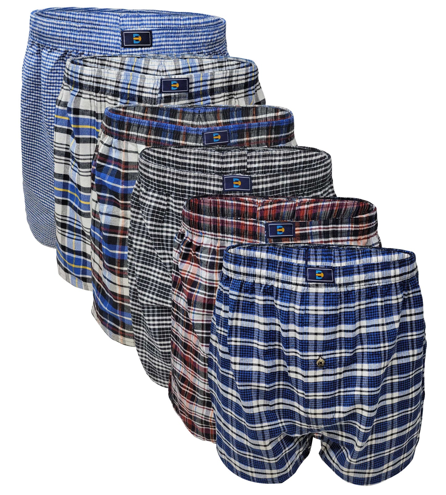 Boxer Shorts Underwear | Classic Design Plaid Woven | Men's (6 Pack)