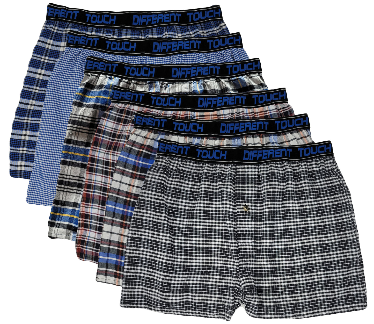 Boxer Shorts Woven Plaid Underwear | BIG and TALL Exposed Waistband | Men's (6 Pack)