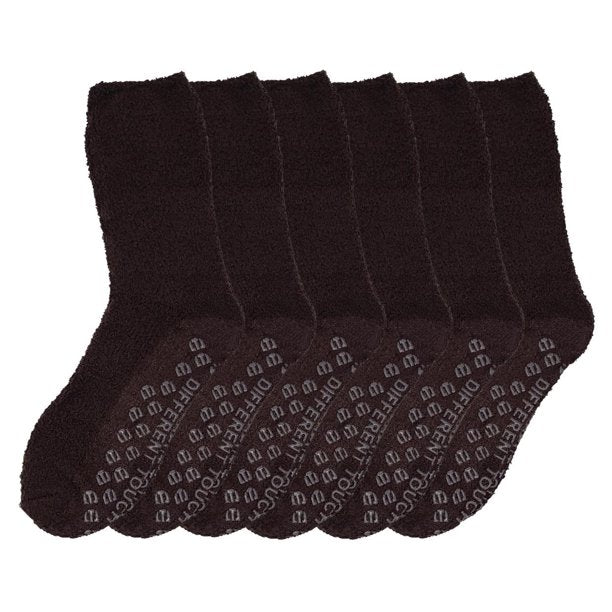 Non-Slip Lounge Slipper Socks | Cozy Plain Colors | Unisex (6 pairs)