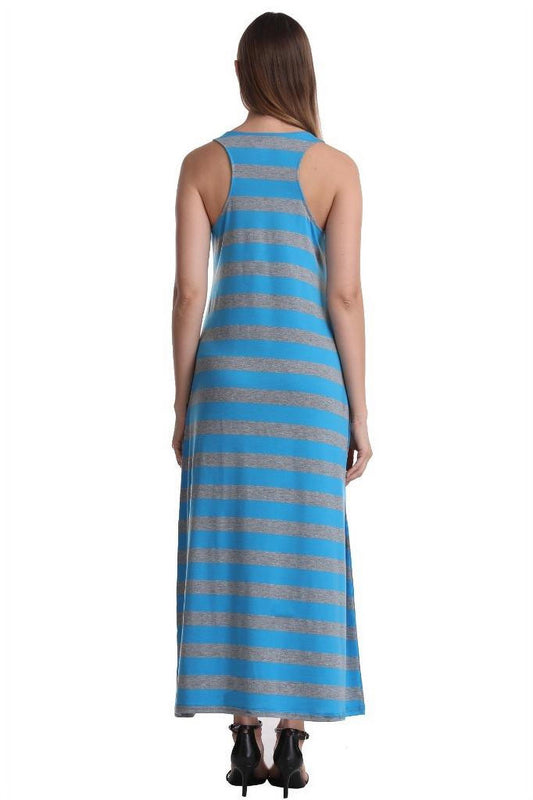 SUMONA Women Long Stripe Tank Tops Ankle Length Maxi Dress