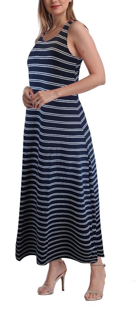 SUMONA Women Long Stripe Tank Tops Ankle Length Maxi Dress