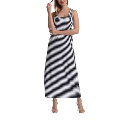 SUMONA Women Long Stripe Tank Tops Ankle Length Maxi Dress