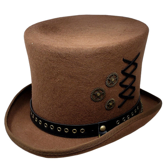 Different Touch 100% Wool Felt Victorian Mad Hatter Steampunk 6" Tall Magic Top Hats